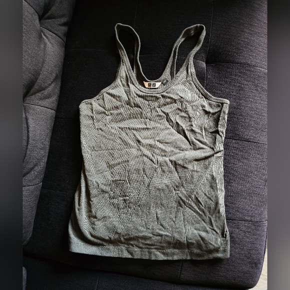 Dark Grey Cotton Uniqlo U Tank Top - Picture 2 of 4